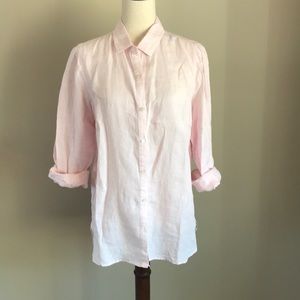J. McLaughlin Pink Linen Button Down Shirt Size L